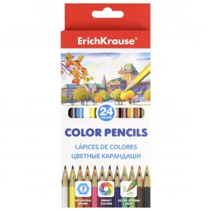 24 CRAYONS COULEUR 3MM HEXAGONAL LEAD ERICHKRAUSE