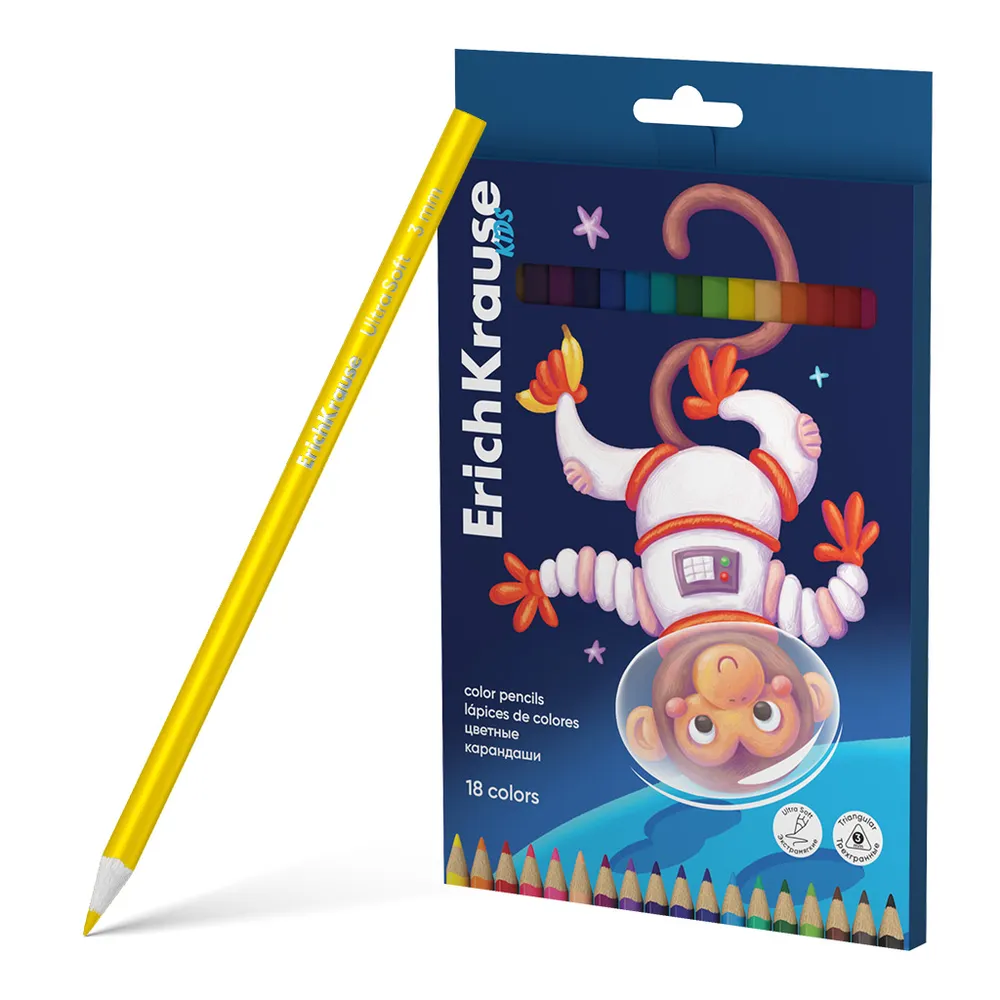 dar-soulami-al-hadita-4041485617877-18-CRAYONS-COULEUR-18CM-TRI-SPACE-ANIMALS-ERICHKRAUSE