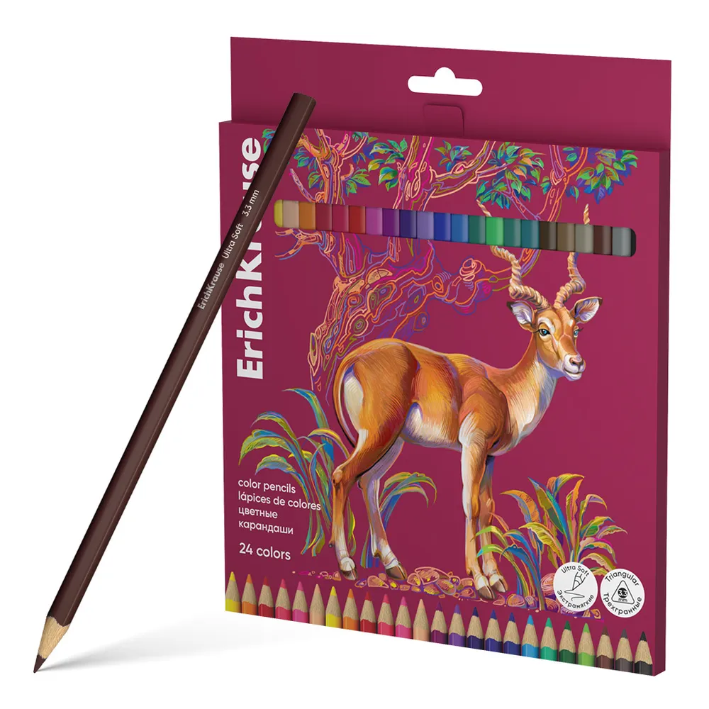 dar-soulami-al-hadita-4041485618164-24-CRAYONS-COULEUR-18CM-SAFARI-TRI-ERICHKRAUSE